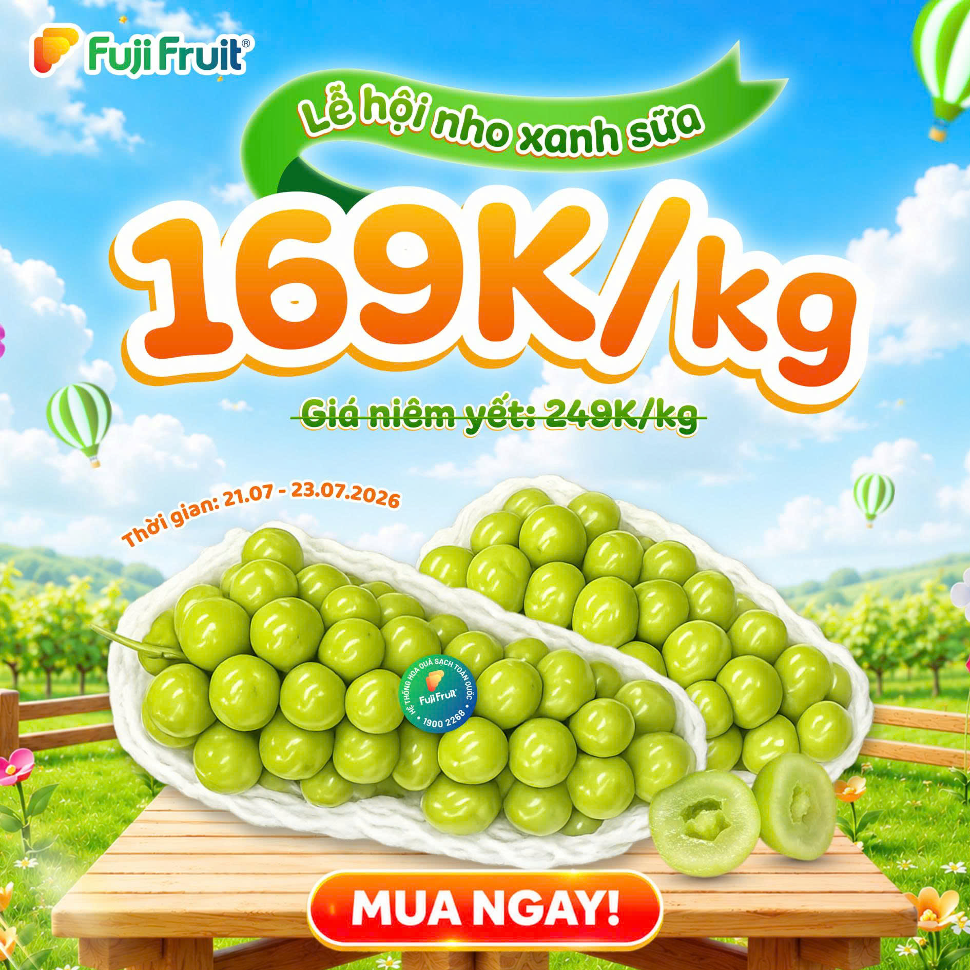 Nho xanh sữa quả tươi